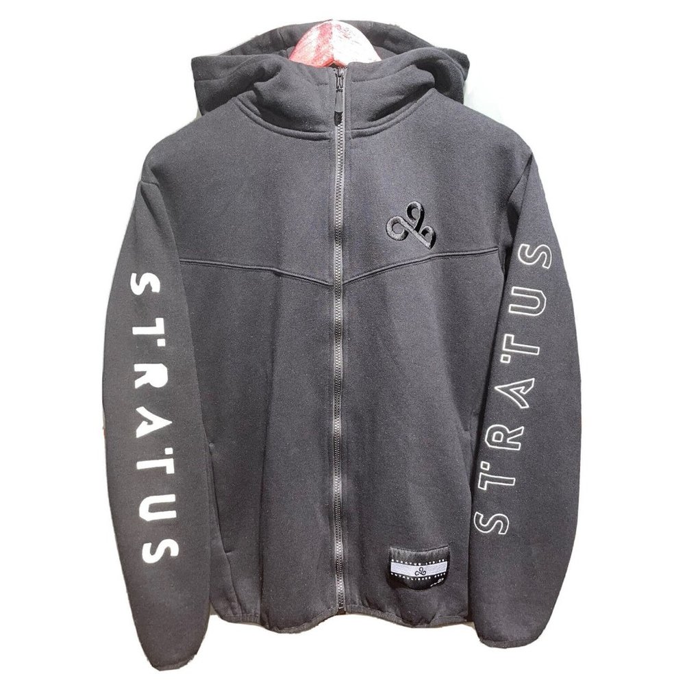 Cloud 9 x Stratus Mens Black Gaming Zip Fleece Hoodie Sweatshirt Sweater Size S